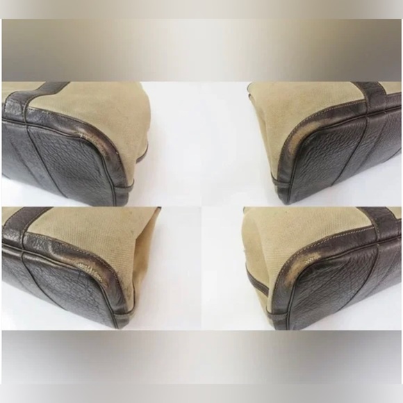 SOLD Auth HERMES Beige Canvas and Brown Leather Garden Party Tote Bag Purse - Picture 5 of 11